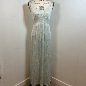 Vintage Komar Mint Green Nylon Long Nightgown Sleep Dress Small Retro Lingerie‎